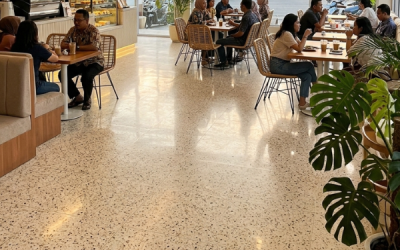 Perpaduan Desain Modern Dan Elegan Dengan Lantai Teraso Di Kafe Surabaya