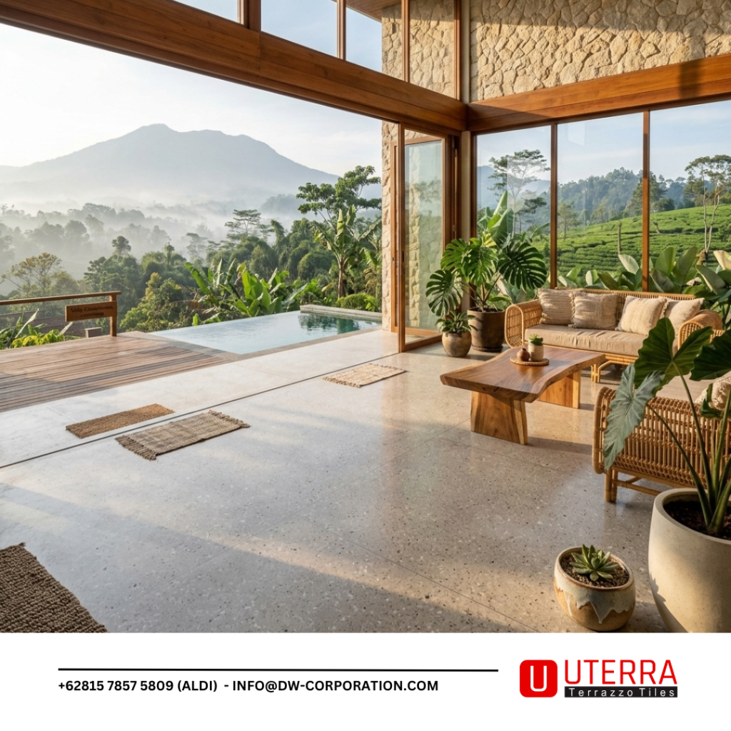 Pengaplikasian Teraso Cor untuk Villa di Lembang, Bandung