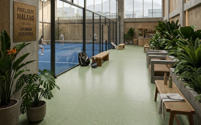 Tampil Stylish Dengan Teraso Cor Untuk Lapangan Padel di Malang